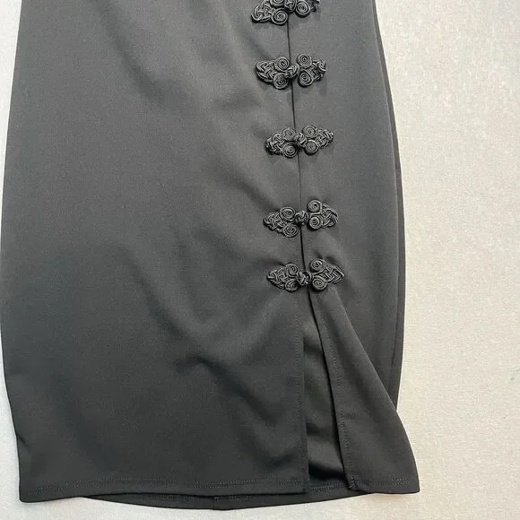 VTG Fashion Nova Women's Black Stretch Kiko High Side Slit Dress Size S - Picture 4 of 10